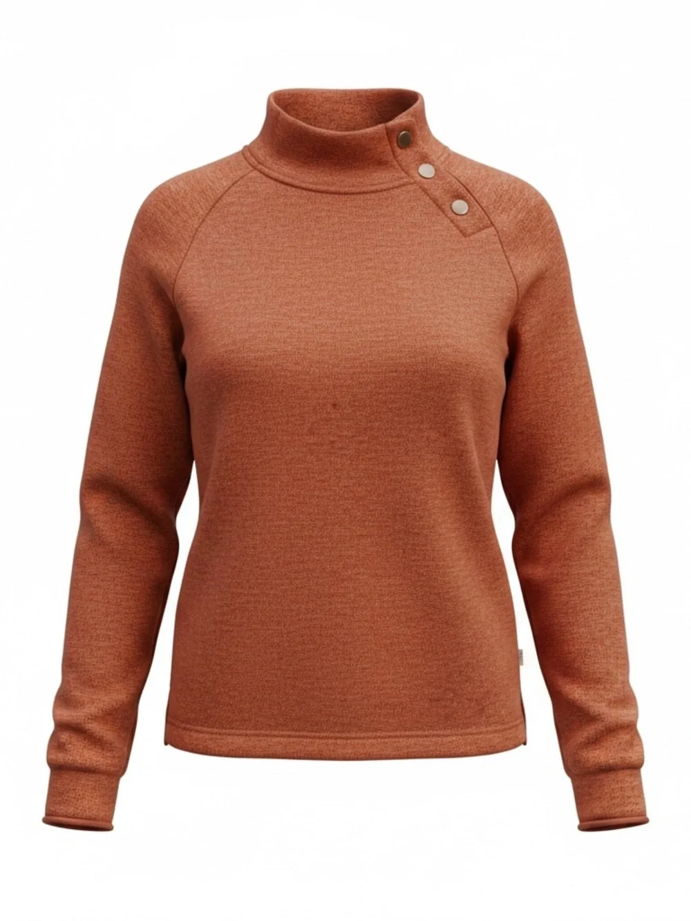 Eddie Bauer Women's Mock Neck Button-Shoulder Sweater in Rust